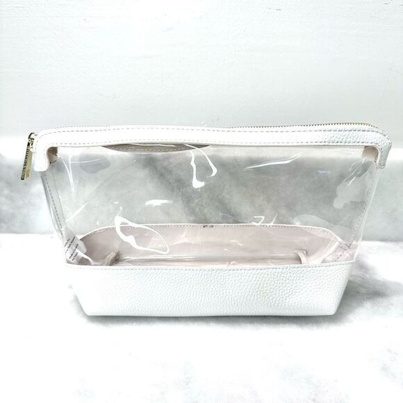 NWT Laundry By Shelli Segal Vegan Leather Trim Waterproof Cosmetic Bag White OS - Picture 1 of 5